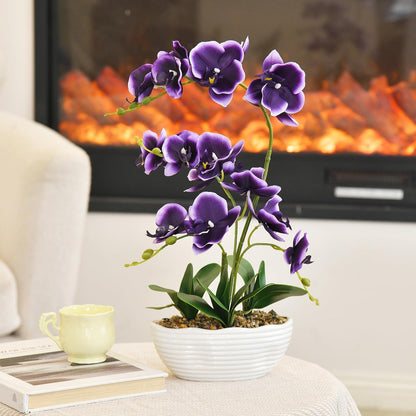 Large Silk Orchid in Wave Pot 19" Phalaenopsis Centerpiece for Table, White