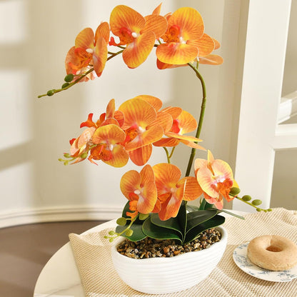Large Silk Orchid in Wave Pot 19" Phalaenopsis Centerpiece for Table, White