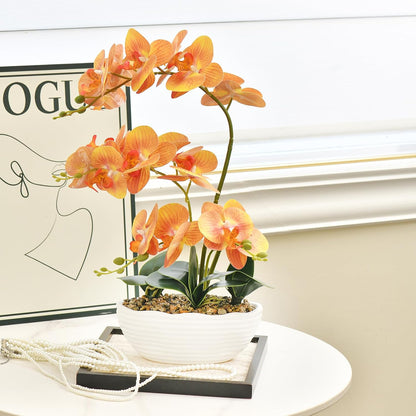 Large Silk Orchid in Wave Pot 19" Phalaenopsis Centerpiece for Table, White