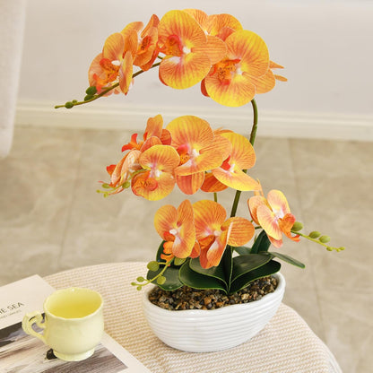 Large Silk Orchid in Wave Pot 19" Phalaenopsis Centerpiece for Table, White