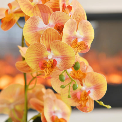 Large Silk Orchid in Wave Pot 19" Phalaenopsis Centerpiece for Table, White