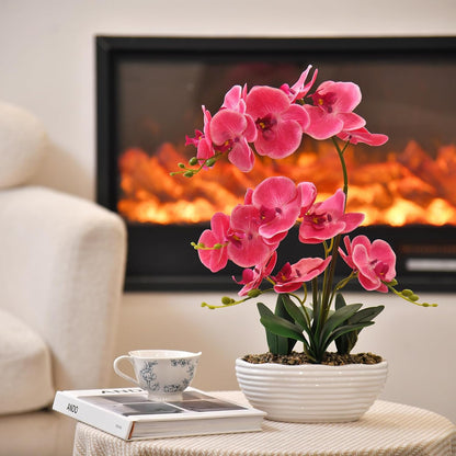 Large Silk Orchid in Wave Pot 19" Phalaenopsis Centerpiece for Table, White