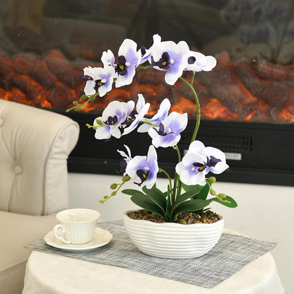 Large Silk Orchid in Wave Pot 19" Phalaenopsis Centerpiece for Table, White