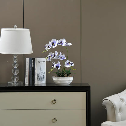 Large Silk Orchid in Wave Pot 19" Phalaenopsis Centerpiece for Table, White