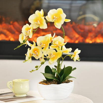 Large Silk Orchid in Wave Pot 19" Phalaenopsis Centerpiece for Table, White