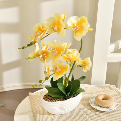 Large Silk Orchid in Wave Pot 19" Phalaenopsis Centerpiece for Table, White