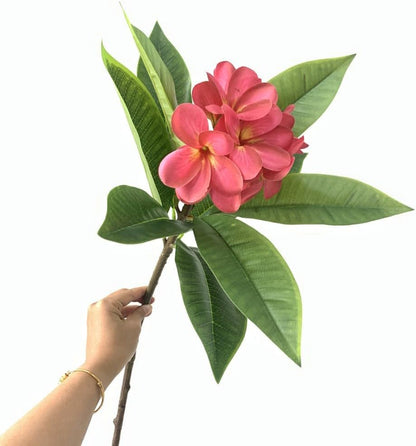 35.5 Inch Artificial Frangipani Flower 2 Pack Lifelike Real Touch Artificial Plumeria Flowers,for Home Vase Garden Decoration Party Wedding Bouquet (Red)