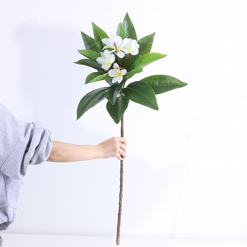 35.5 Inch Artificial Frangipani Flower 2 Pack Lifelike Real Touch Artificial Plumeria Flowers,for Home Vase Garden Decoration Party Wedding Bouquet (Red)