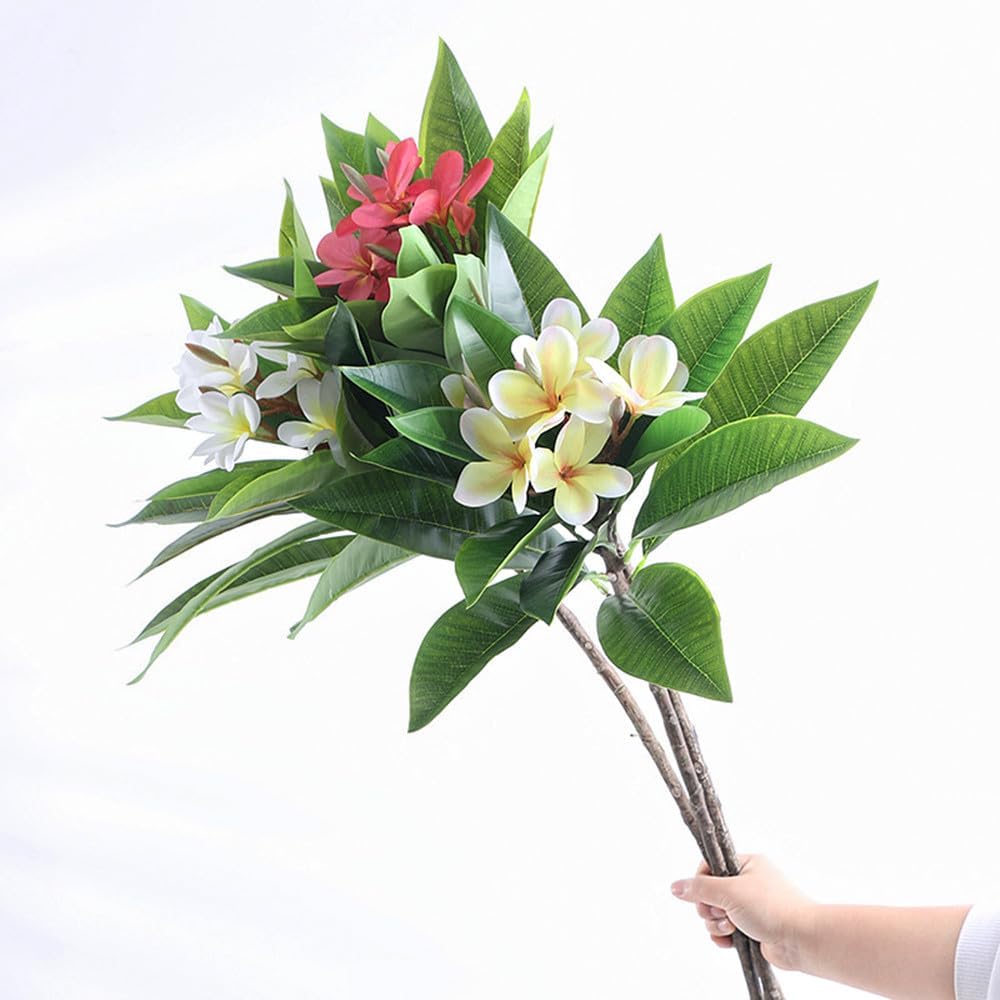 35.5 Inch Artificial Frangipani Flower 2 Pack Lifelike Real Touch Artificial Plumeria Flowers,for Home Vase Garden Decoration Party Wedding Bouquet (Red)