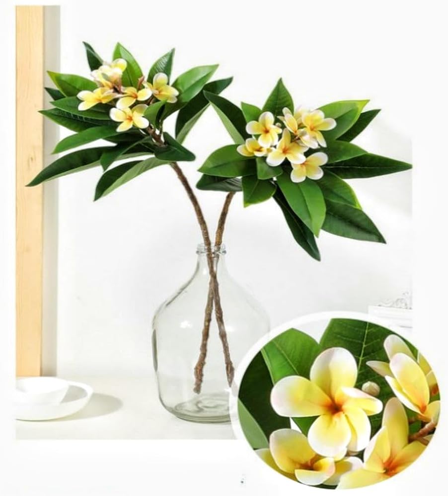 35.5 Inch Artificial Frangipani Flower 2 Pack Lifelike Real Touch Artificial Plumeria Flowers,for Home Vase Garden Decoration Party Wedding Bouquet (Red)