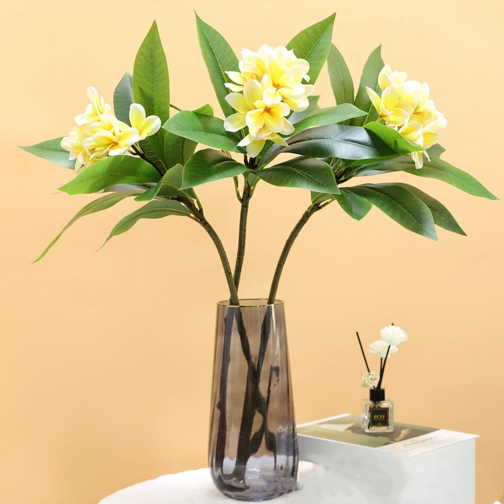 35.5 Inch Artificial Frangipani Flower 2 Pack Lifelike Real Touch Artificial Plumeria Flowers,for Home Vase Garden Decoration Party Wedding Bouquet (Red)