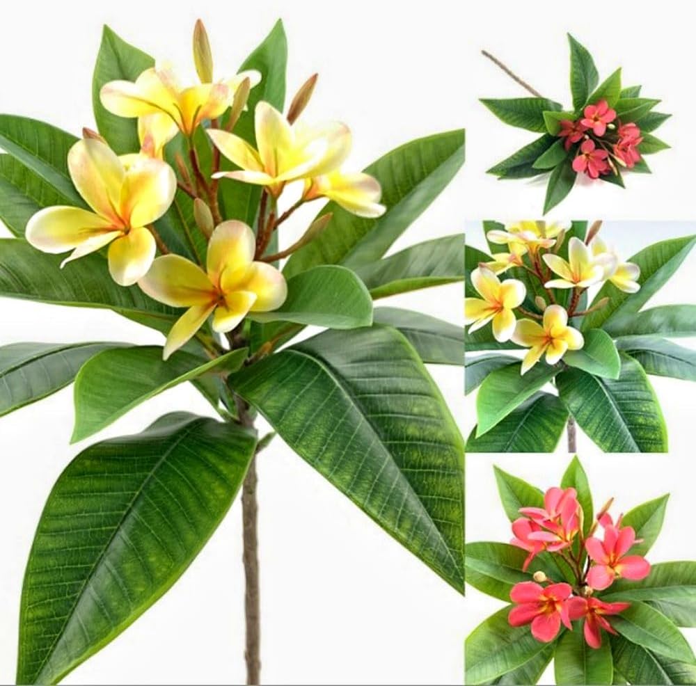 35.5 Inch Artificial Frangipani Flower 2 Pack Lifelike Real Touch Artificial Plumeria Flowers,for Home Vase Garden Decoration Party Wedding Bouquet (Red)