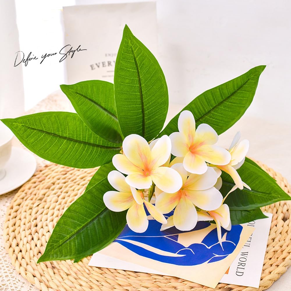 35.5 Inch Artificial Frangipani Flower 2 Pack Lifelike Real Touch Artificial Plumeria Flowers,for Home Vase Garden Decoration Party Wedding Bouquet (Red)
