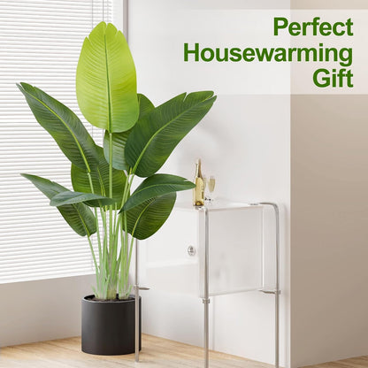 Lifelike Bird of Paradise Artificial Plant,6.6ft Faux Banana Leaf Tree with 15 Trunks - Perfect Indoor Silk Floor Plant for Home Decor in Living Room, Office, and Bedroom