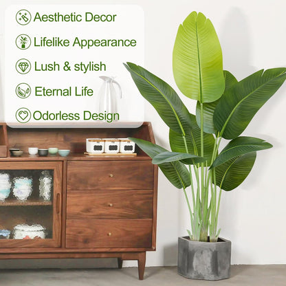 Lifelike Bird of Paradise Artificial Plant,6.6ft Faux Banana Leaf Tree with 15 Trunks - Perfect Indoor Silk Floor Plant for Home Decor in Living Room, Office, and Bedroom