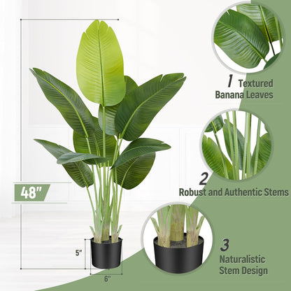 Lifelike Bird of Paradise Artificial Plant,6.6ft Faux Banana Leaf Tree with 15 Trunks - Perfect Indoor Silk Floor Plant for Home Decor in Living Room, Office, and Bedroom