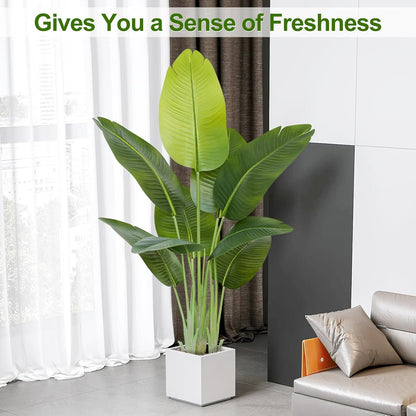 Lifelike Bird of Paradise Artificial Plant,6.6ft Faux Banana Leaf Tree with 15 Trunks - Perfect Indoor Silk Floor Plant for Home Decor in Living Room, Office, and Bedroom