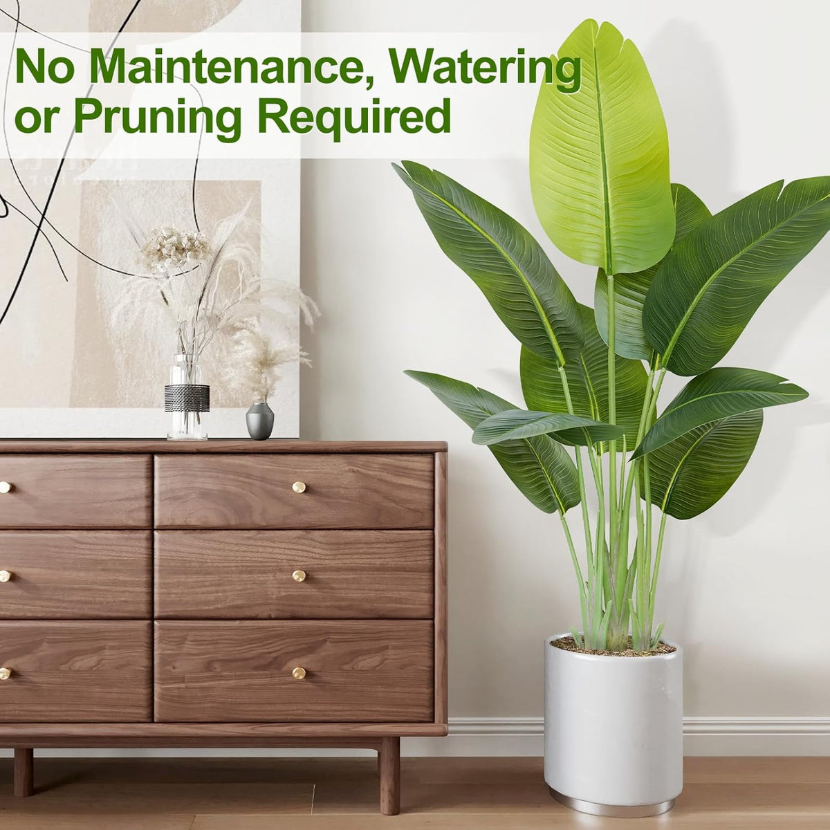Lifelike Bird of Paradise Artificial Plant,6.6ft Faux Banana Leaf Tree with 15 Trunks - Perfect Indoor Silk Floor Plant for Home Decor in Living Room, Office, and Bedroom