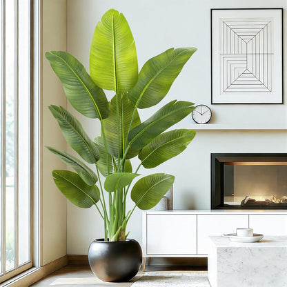 Lifelike Bird of Paradise Artificial Plant,6.6ft Faux Banana Leaf Tree with 15 Trunks - Perfect Indoor Silk Floor Plant for Home Decor in Living Room, Office, and Bedroom