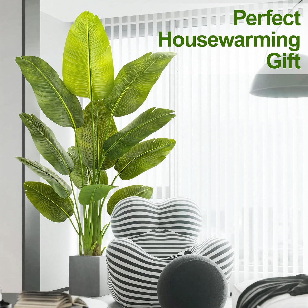 Lifelike Bird of Paradise Artificial Plant,6.6ft Faux Banana Leaf Tree with 15 Trunks - Perfect Indoor Silk Floor Plant for Home Decor in Living Room, Office, and Bedroom