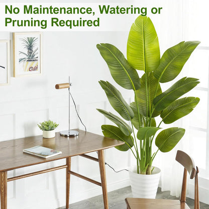 Lifelike Bird of Paradise Artificial Plant,6.6ft Faux Banana Leaf Tree with 15 Trunks - Perfect Indoor Silk Floor Plant for Home Decor in Living Room, Office, and Bedroom