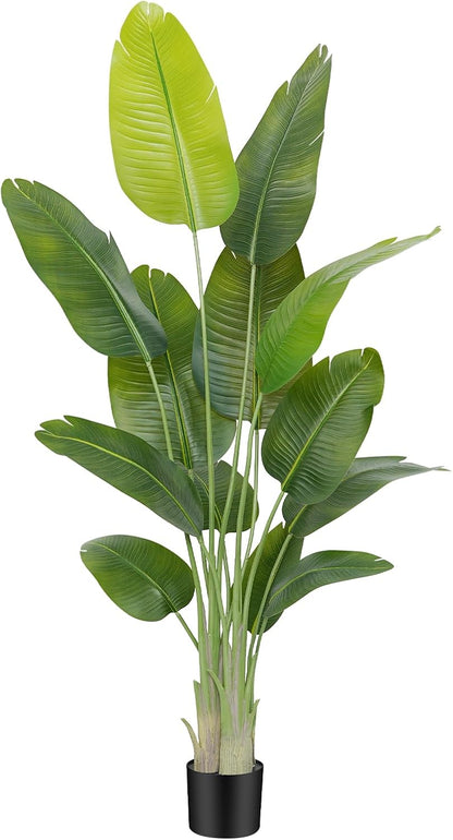 Lifelike Bird of Paradise Artificial Plant,6.6ft Faux Banana Leaf Tree with 15 Trunks - Perfect Indoor Silk Floor Plant for Home Decor in Living Room, Office, and Bedroom