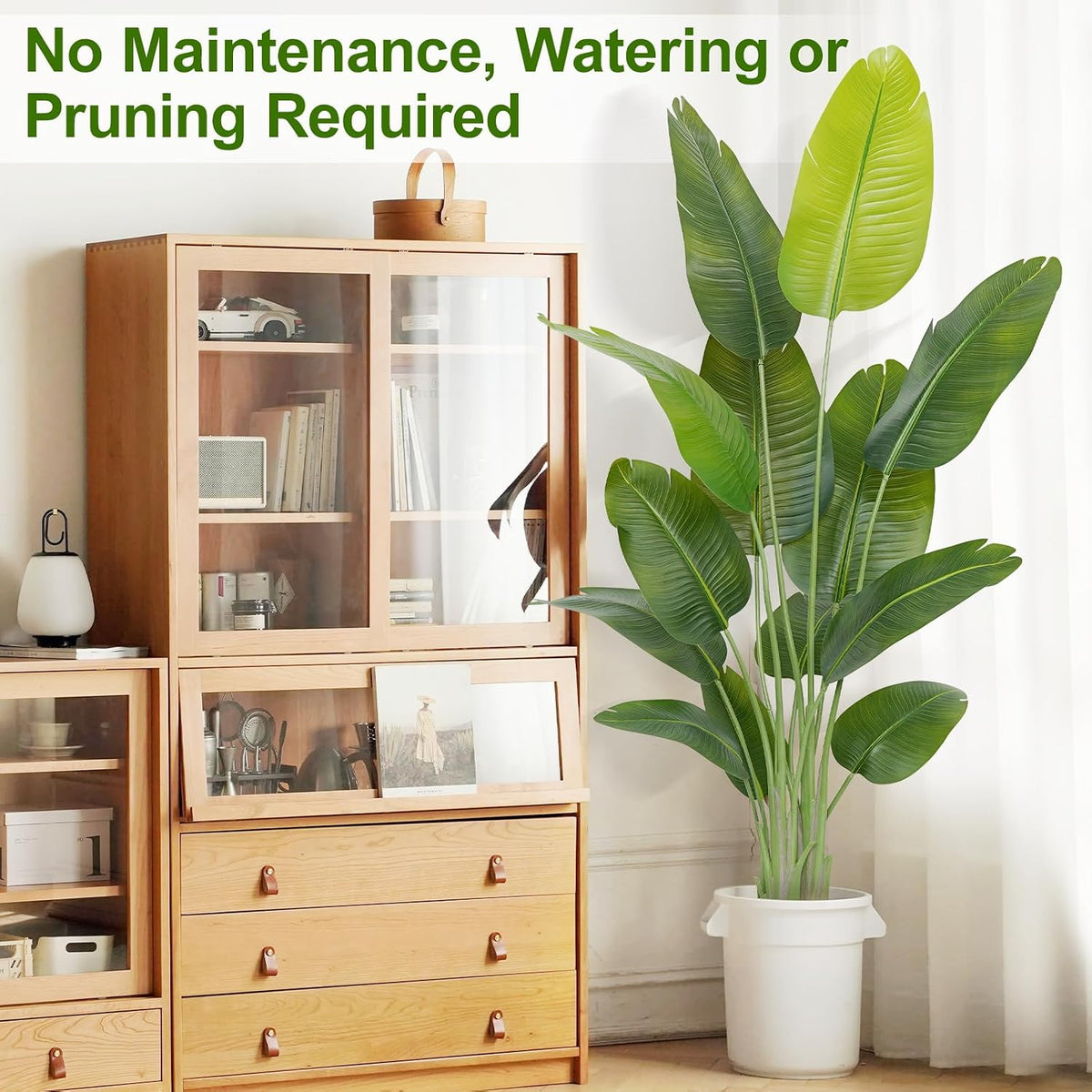 Lifelike Bird of Paradise Artificial Plant,6.6ft Faux Banana Leaf Tree with 15 Trunks - Perfect Indoor Silk Floor Plant for Home Decor in Living Room, Office, and Bedroom