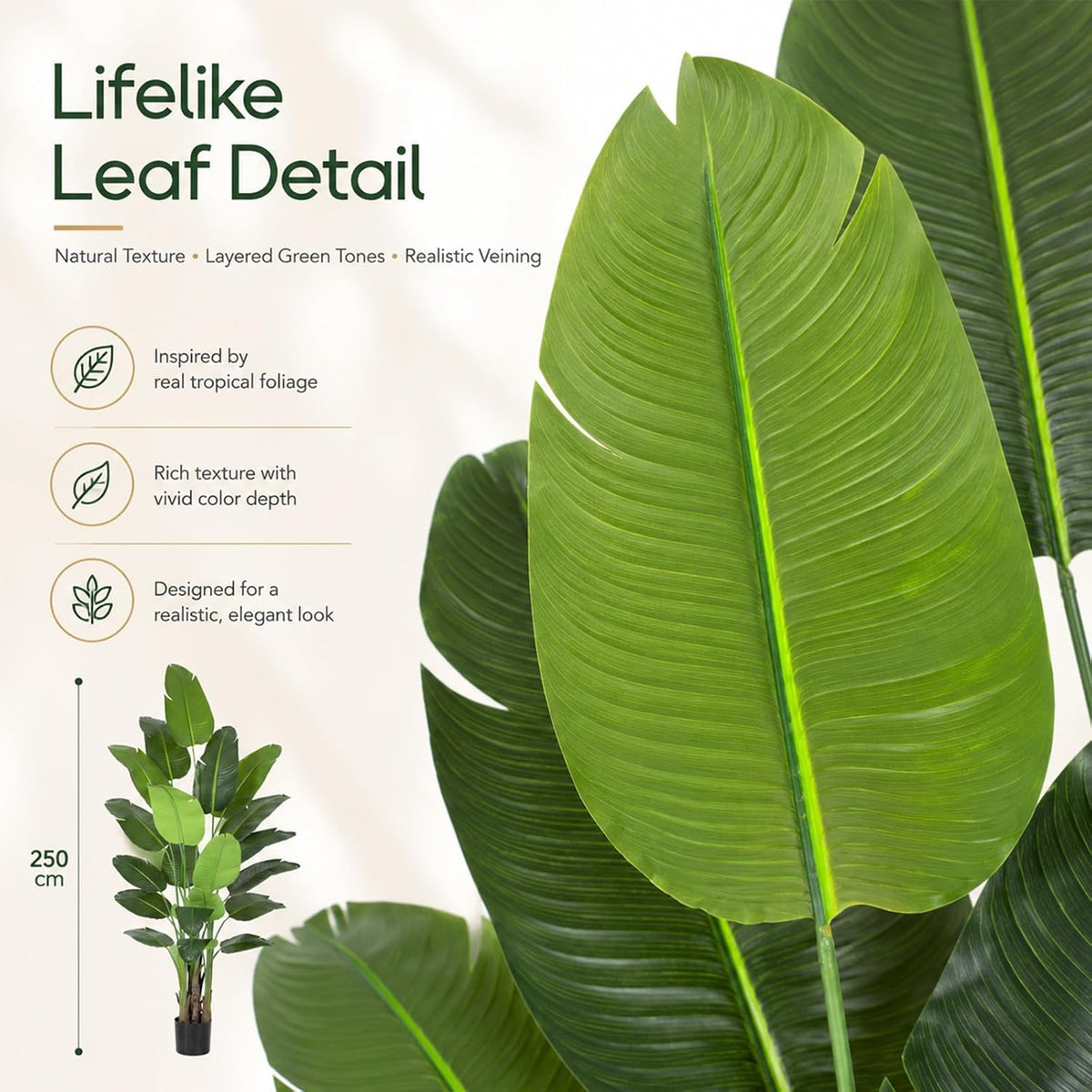 Lifelike Bird of Paradise Artificial Plant,6.6ft Faux Banana Leaf Tree with 15 Trunks - Perfect Indoor Silk Floor Plant for Home Decor in Living Room, Office, and Bedroom