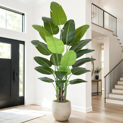 Lifelike Bird of Paradise Artificial Plant,6.6ft Faux Banana Leaf Tree with 15 Trunks - Perfect Indoor Silk Floor Plant for Home Decor in Living Room, Office, and Bedroom