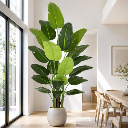 Lifelike Bird of Paradise Artificial Plant,6.6ft Faux Banana Leaf Tree with 15 Trunks - Perfect Indoor Silk Floor Plant for Home Decor in Living Room, Office, and Bedroom
