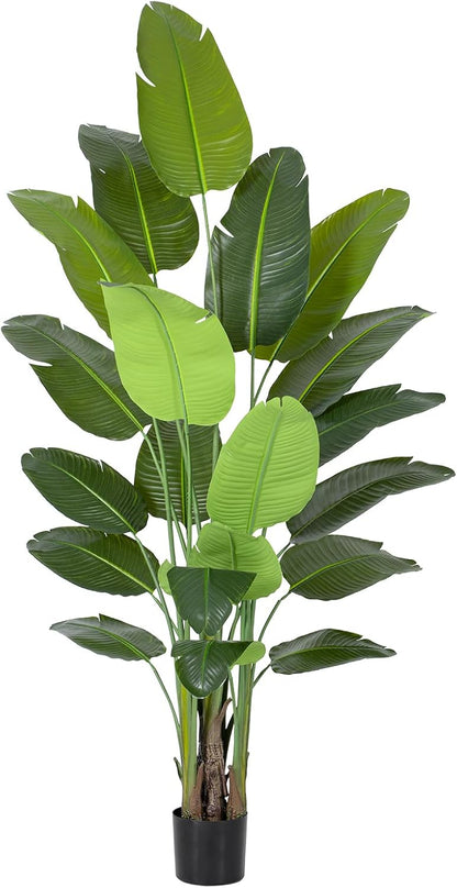 Lifelike Bird of Paradise Artificial Plant,6.6ft Faux Banana Leaf Tree with 15 Trunks - Perfect Indoor Silk Floor Plant for Home Decor in Living Room, Office, and Bedroom