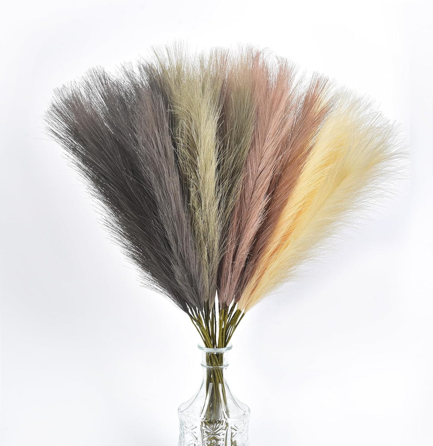 Green Pampas Grass Decor,23Inch 12pcs Faux Pampas Grass Bouquets Artificial Pampas Fake Pampas Flower for Home Living Room Bedroom Vase Decor