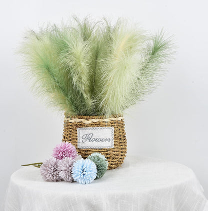 Green Pampas Grass Decor,23Inch 12pcs Faux Pampas Grass Bouquets Artificial Pampas Fake Pampas Flower for Home Living Room Bedroom Vase Decor