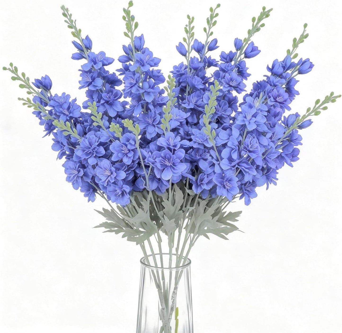 8PCS Delphinium Artificial Flowers Larkspur Bulk Silk Flowers 33.5 in Long Stem Fake Flowers for Home Garden Wedding Floral Arrangements Decor (8, Dark Blue)