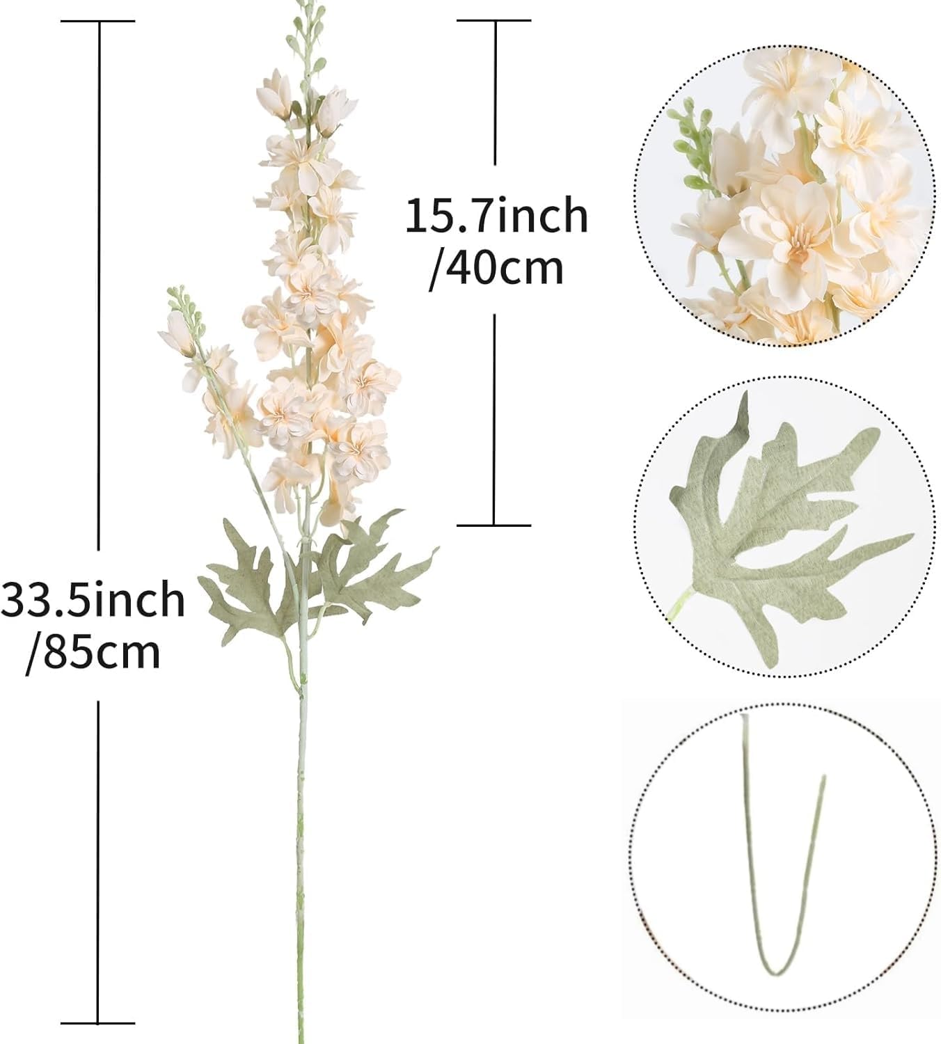 8PCS Delphinium Artificial Flowers Larkspur Bulk Silk Flowers 33.5 in Long Stem Fake Flowers for Home Garden Wedding Floral Arrangements Decor (8, Dark Blue)
