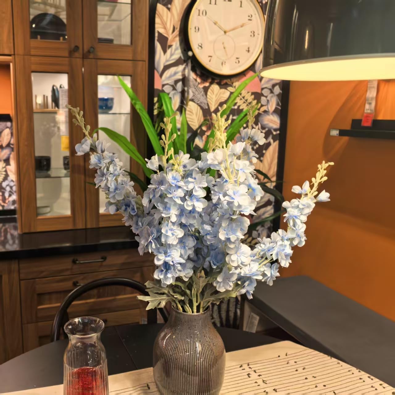 8PCS Delphinium Artificial Flowers Larkspur Bulk Silk Flowers 33.5 in Long Stem Fake Flowers for Home Garden Wedding Floral Arrangements Decor (8, Dark Blue)