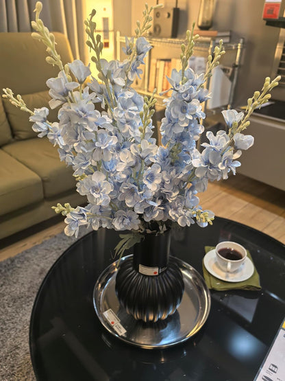 8PCS Delphinium Artificial Flowers Larkspur Bulk Silk Flowers 33.5 in Long Stem Fake Flowers for Home Garden Wedding Floral Arrangements Decor (8, Dark Blue)