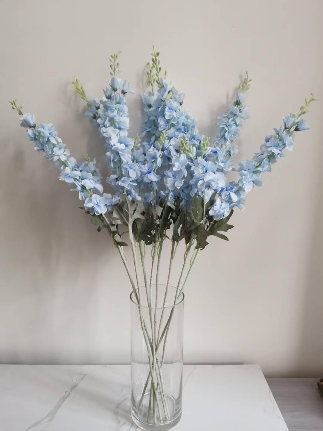 8PCS Delphinium Artificial Flowers Larkspur Bulk Silk Flowers 33.5 in Long Stem Fake Flowers for Home Garden Wedding Floral Arrangements Decor (8, Dark Blue)