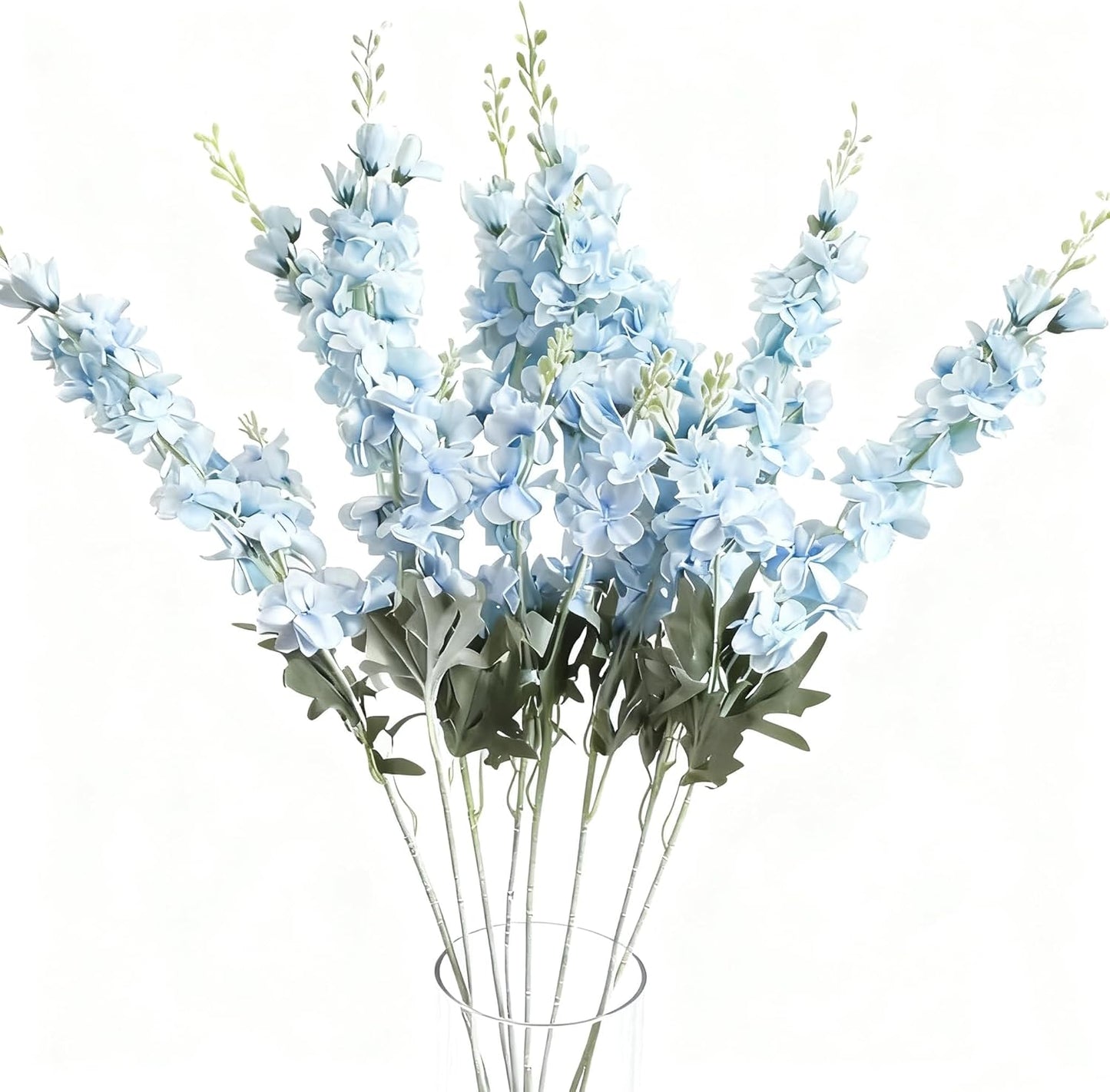 8PCS Delphinium Artificial Flowers Larkspur Bulk Silk Flowers 33.5 in Long Stem Fake Flowers for Home Garden Wedding Floral Arrangements Decor (8, Dark Blue)