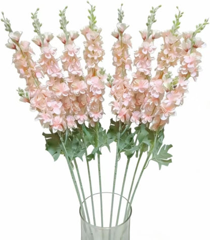 8PCS Delphinium Artificial Flowers Larkspur Bulk Silk Flowers 33.5 in Long Stem Fake Flowers for Home Garden Wedding Floral Arrangements Decor (8, Dark Blue)