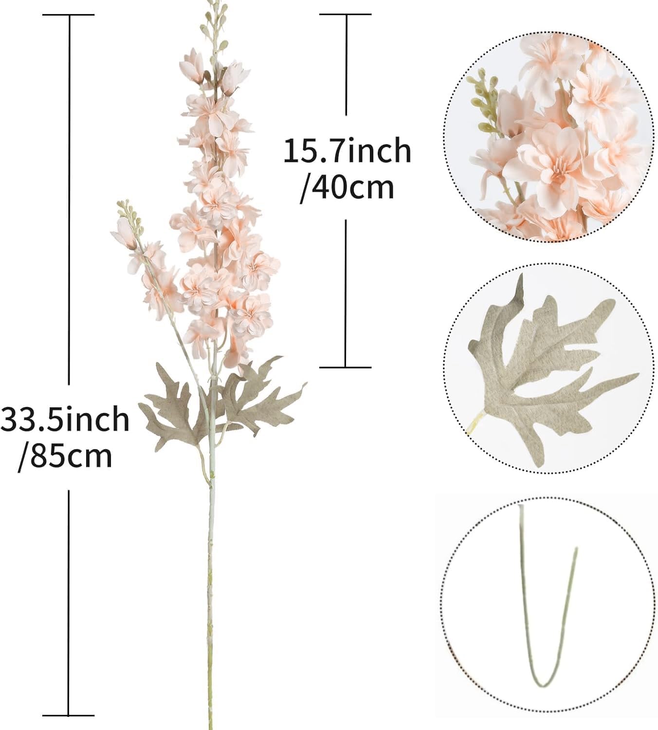 8PCS Delphinium Artificial Flowers Larkspur Bulk Silk Flowers 33.5 in Long Stem Fake Flowers for Home Garden Wedding Floral Arrangements Decor (8, Dark Blue)
