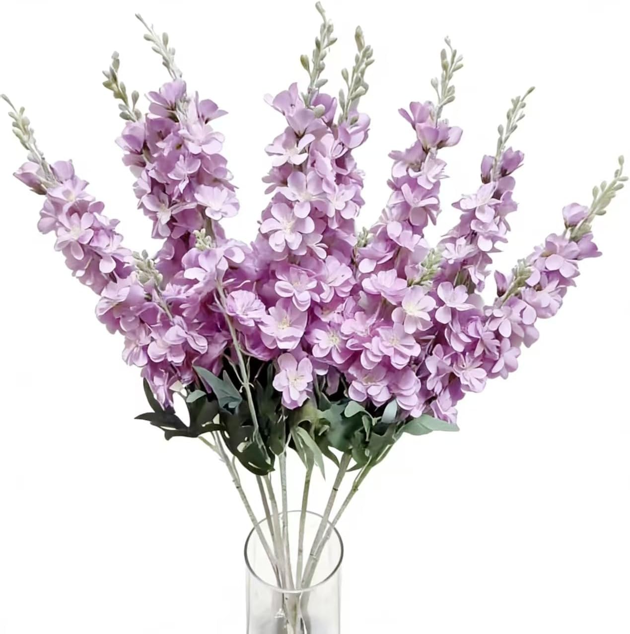 8PCS Delphinium Artificial Flowers Larkspur Bulk Silk Flowers 33.5 in Long Stem Fake Flowers for Home Garden Wedding Floral Arrangements Decor (8, Dark Blue)