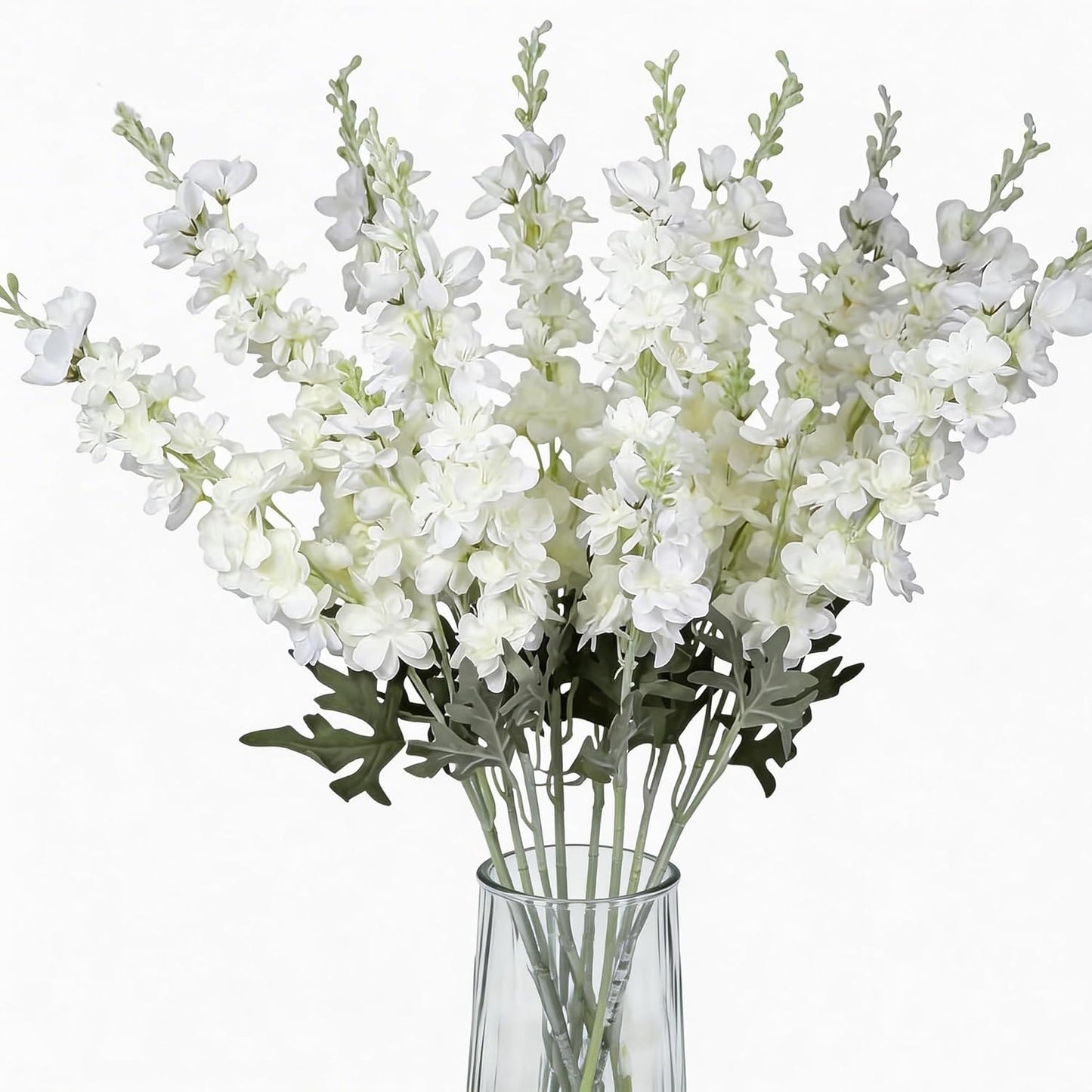 8PCS Delphinium Artificial Flowers Larkspur Bulk Silk Flowers 33.5 in Long Stem Fake Flowers for Home Garden Wedding Floral Arrangements Decor (8, Dark Blue)