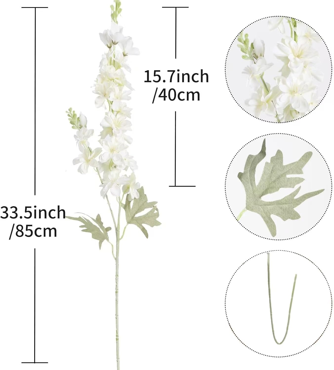 8PCS Delphinium Artificial Flowers Larkspur Bulk Silk Flowers 33.5 in Long Stem Fake Flowers for Home Garden Wedding Floral Arrangements Decor (8, Dark Blue)