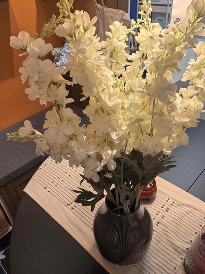 8PCS Delphinium Artificial Flowers Larkspur Bulk Silk Flowers 33.5 in Long Stem Fake Flowers for Home Garden Wedding Floral Arrangements Decor (8, Dark Blue)