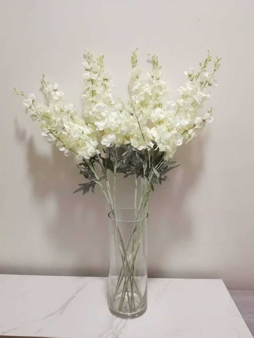 8PCS Delphinium Artificial Flowers Larkspur Bulk Silk Flowers 33.5 in Long Stem Fake Flowers for Home Garden Wedding Floral Arrangements Decor (8, Dark Blue)