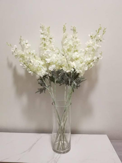 8PCS Delphinium Artificial Flowers Larkspur Bulk Silk Flowers 33.5 in Long Stem Fake Flowers for Home Garden Wedding Floral Arrangements Decor (8, Dark Blue)