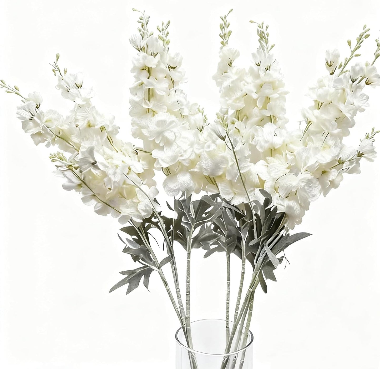 8PCS Delphinium Artificial Flowers Larkspur Bulk Silk Flowers 33.5 in Long Stem Fake Flowers for Home Garden Wedding Floral Arrangements Decor (8, Dark Blue)