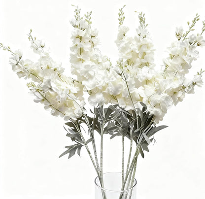 8PCS Delphinium Artificial Flowers Larkspur Bulk Silk Flowers 33.5 in Long Stem Fake Flowers for Home Garden Wedding Floral Arrangements Decor (8, Dark Blue)