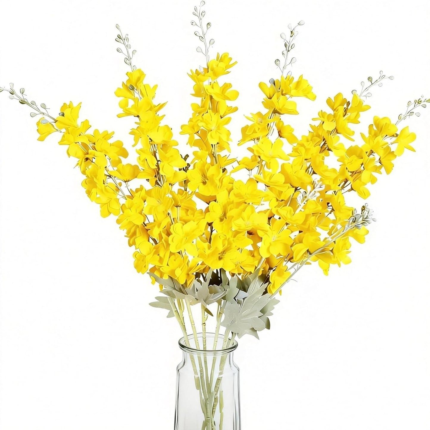 8PCS Delphinium Artificial Flowers Larkspur Bulk Silk Flowers 33.5 in Long Stem Fake Flowers for Home Garden Wedding Floral Arrangements Decor (8, Dark Blue)